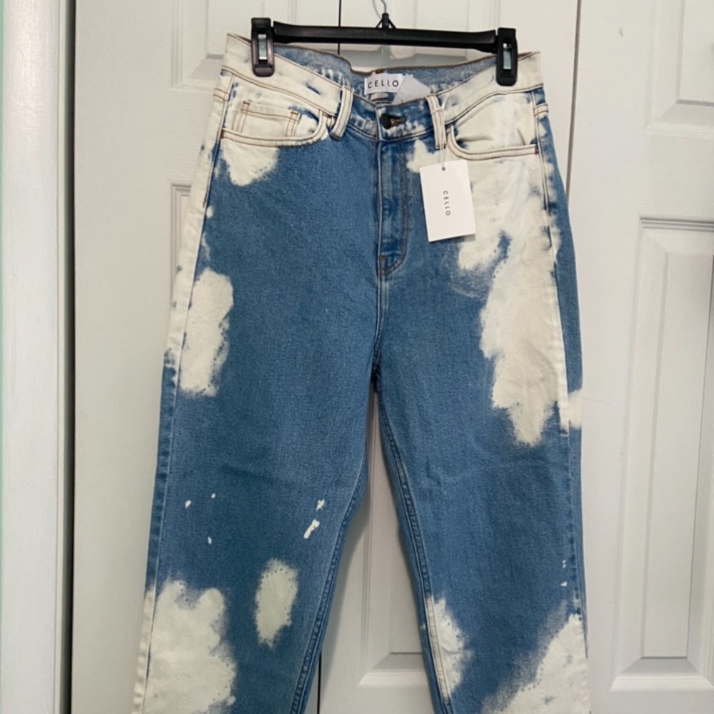 Blue and white jeans